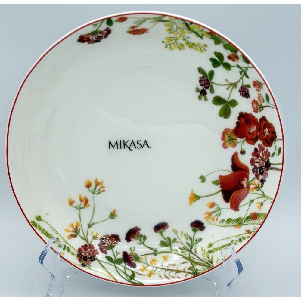 Mikasa Wildflower Garden Red 8.5" Bone China Pasta Salad Bowls Set of Four New